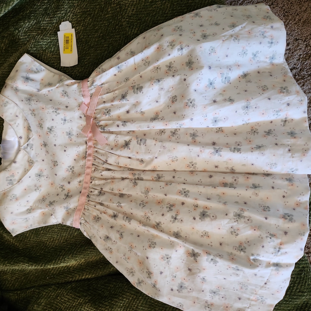 Floral White and Pink Kids Dress